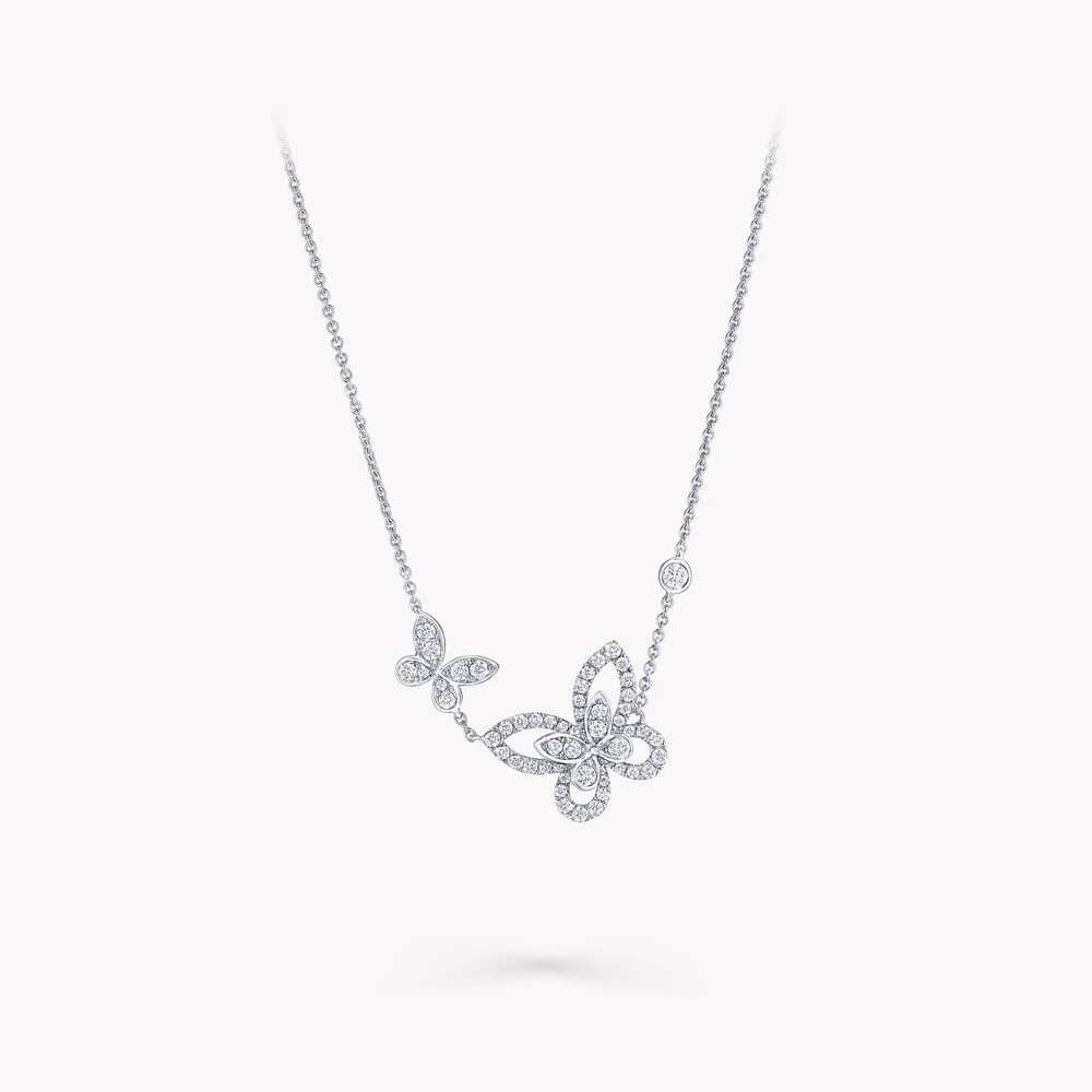 Double Butterfly Silhouette Diamond Pendant